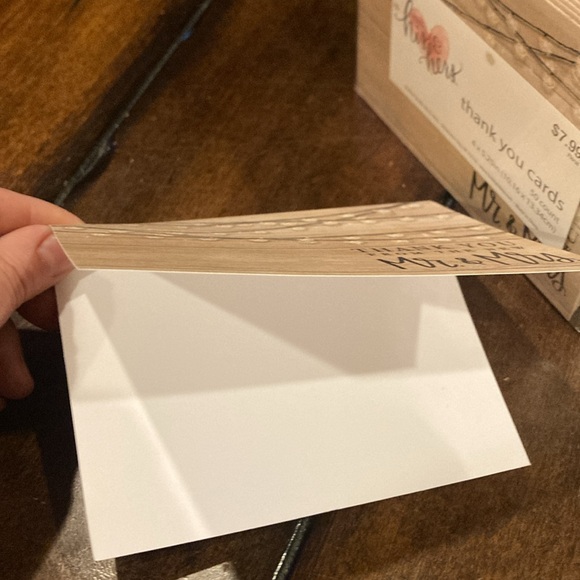 NWT Studio His & Hers Wedding Thank You Cards - Rustic Wood and Lights - Picture 5 of 11